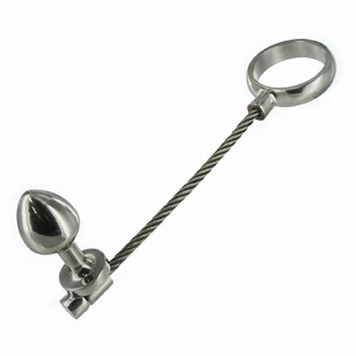 Slide And Ride Steel Cock Ring And Anal Plug